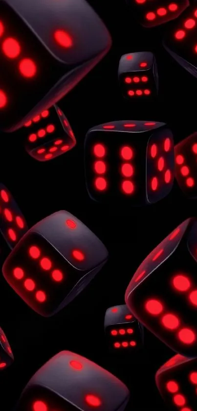 Vibrant red glowing dice on black background wallpaper.