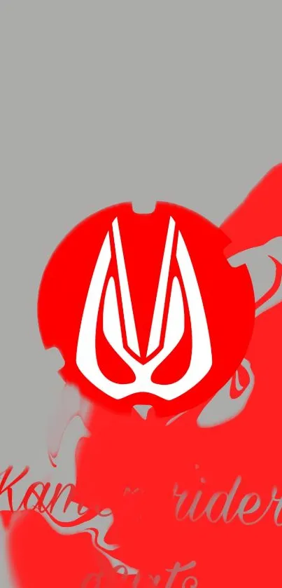 Bold red emblem on gray background mobile wallpaper.