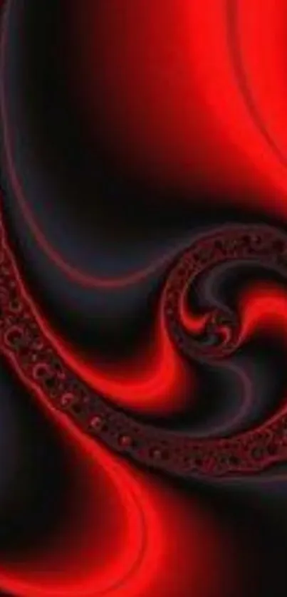 Vibrant red and black fractal wallpaper design.