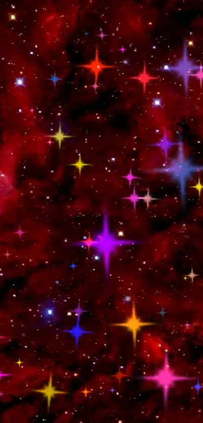 Stunning red galaxy wallpaper with stars.