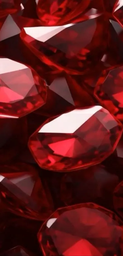 Close-up of vibrant red gemstones creating a luxurious pattern.