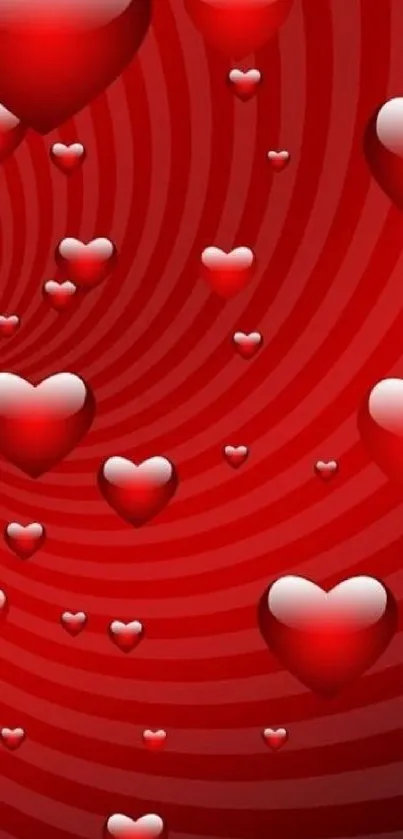 3D red heart wallpaper with spiral background.