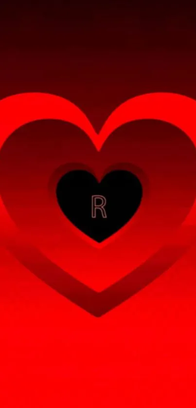 Vibrant red heart design on mobile wallpaper.