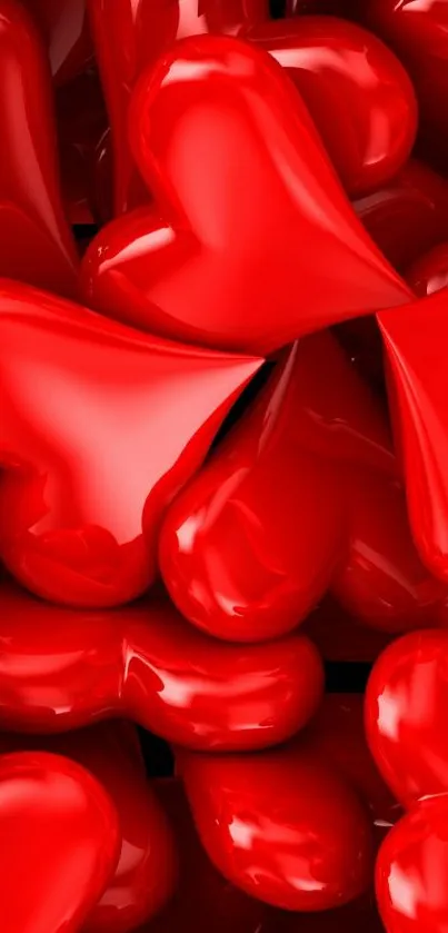 Vibrant red hearts scattered on a dark background.