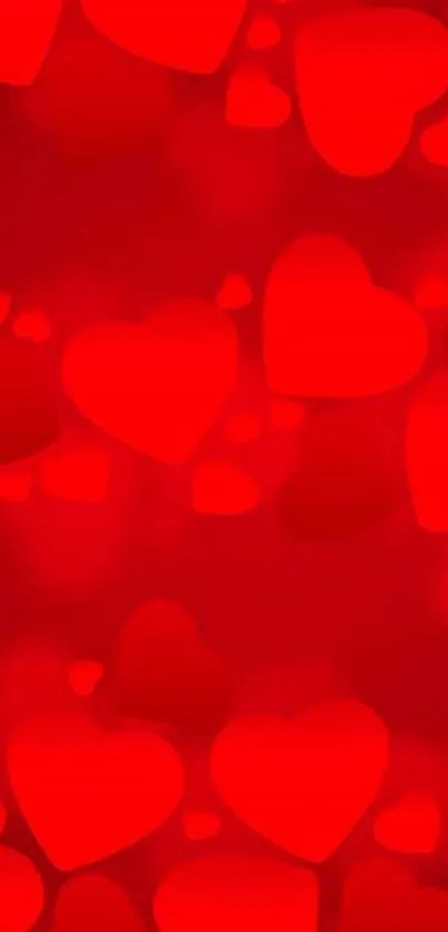 Vibrant red heart mobile wallpaper design with a romantic theme.