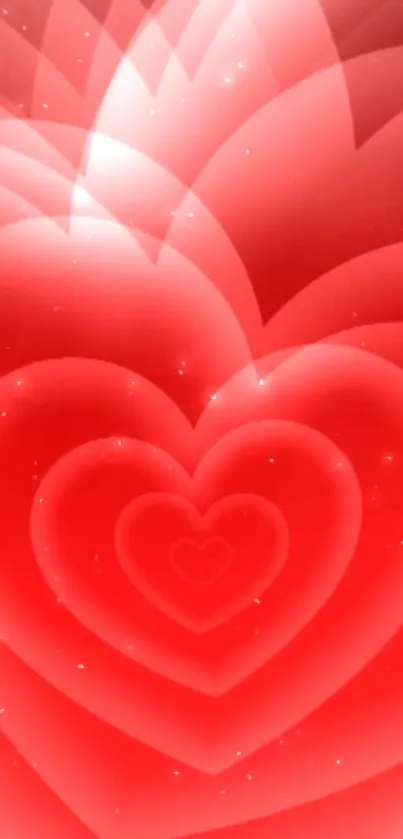 Vibrant red heart wallpaper with layered design.