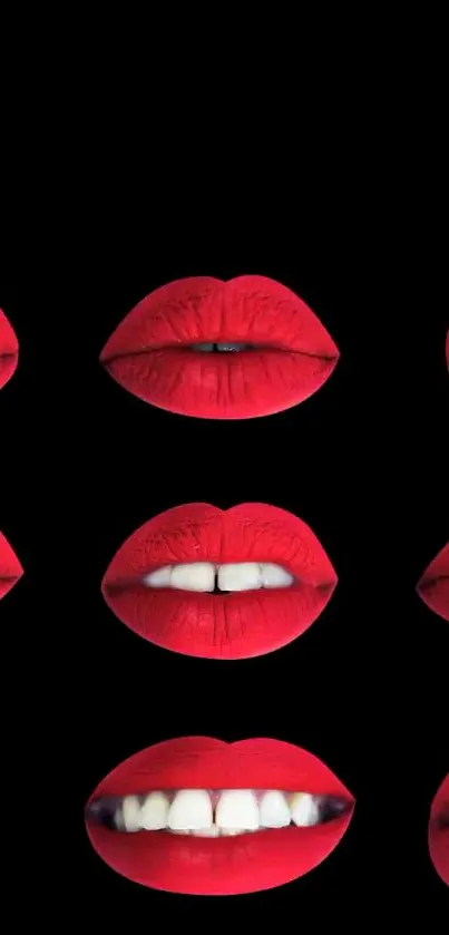 Graphic wallpaper featuring red lips on a sleek black background.