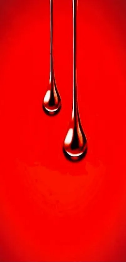 Red wallpaper with two sleek liquid drops design.