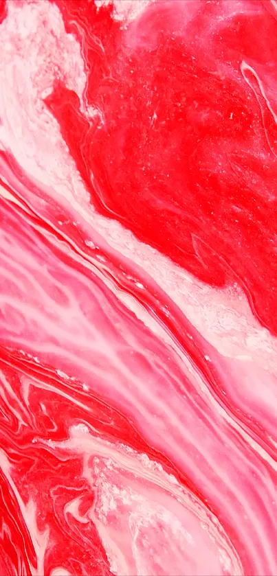 Vibrant red and white marble abstract wallpaper for mobile screens.