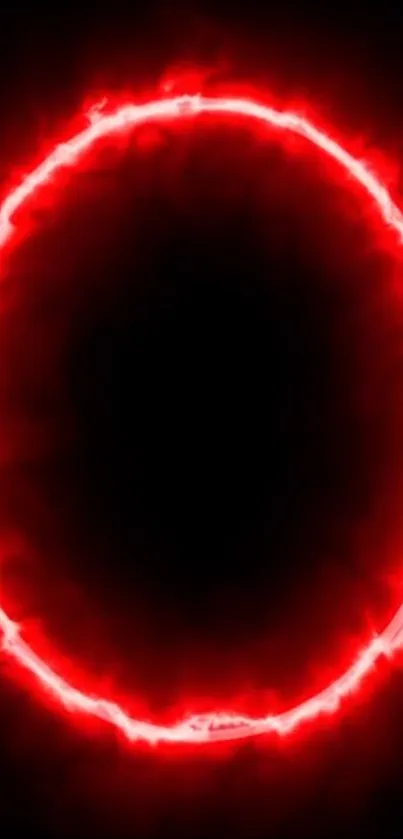 Red neon circle glowing on a dark background