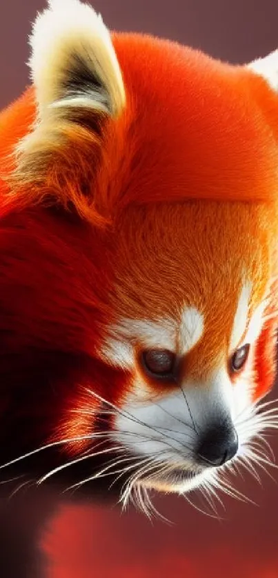 Vibrant red panda wallpaper with vivid orange fur and soft background.