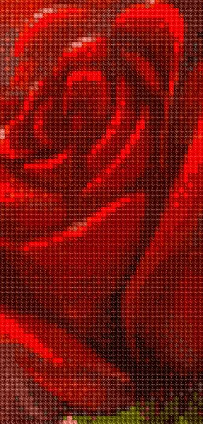 Vibrant crimson red rose digital art wallpaper for mobile.