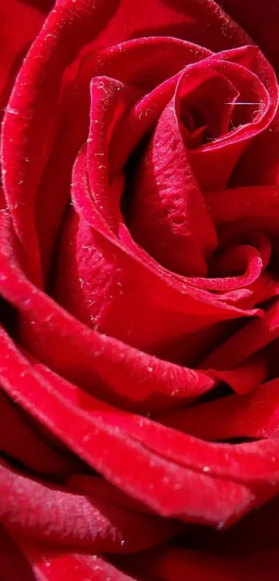 Close-up of a vibrant red rose showcasing delicate petal details.