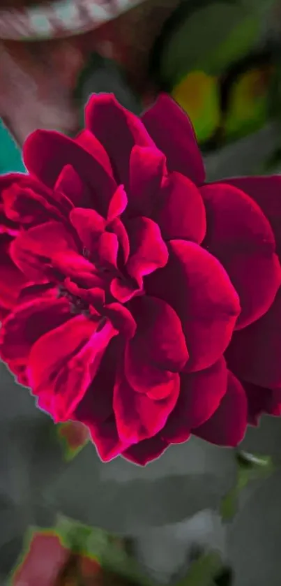 Dark red rose close-up with vivid petals.