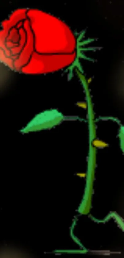 Vivid red rose on a dark artistic background, perfect for mobile wallpapers.