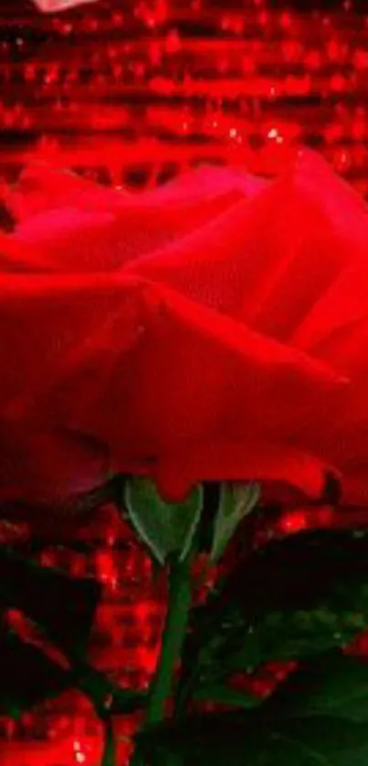 Vibrant red rose wallpaper for mobile screen.