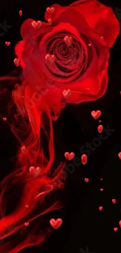 Red rose with smokey effect on a dark background.