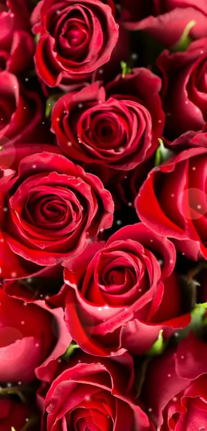 Close-up view of vibrant red roses in a beautiful floral arrangement wallpaper.