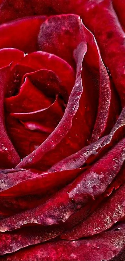 Close-up of a vibrant red rose with textured petals for mobile wallpaper.