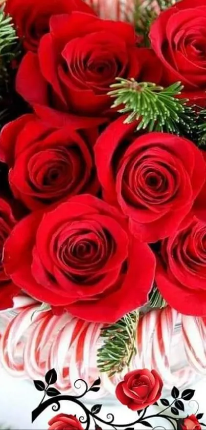 Vibrant Red Roses Bouquet Wallpaper - free download