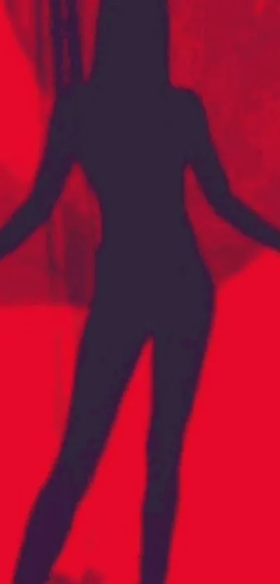 Silhouette in vibrant red artistic style.