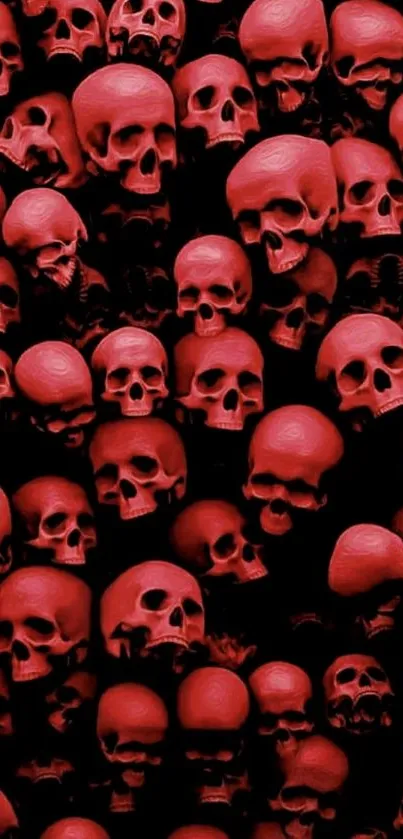 Wallpaper with red skulls on a dark background.