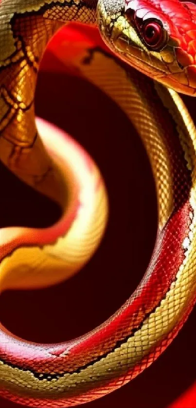 Red snake mobile wallpaper with vibrant colors.