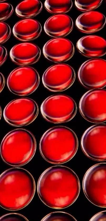 Vibrant red spheres mobile wallpaper with dark background.