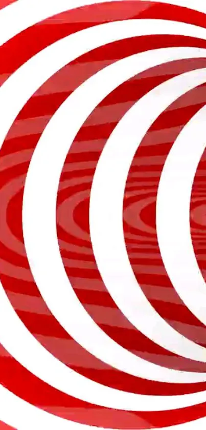 Vibrant red spiral design wallpaper with abstract patterns.