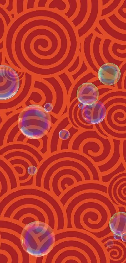 Vibrant red spiral pattern mobile wallpaper.