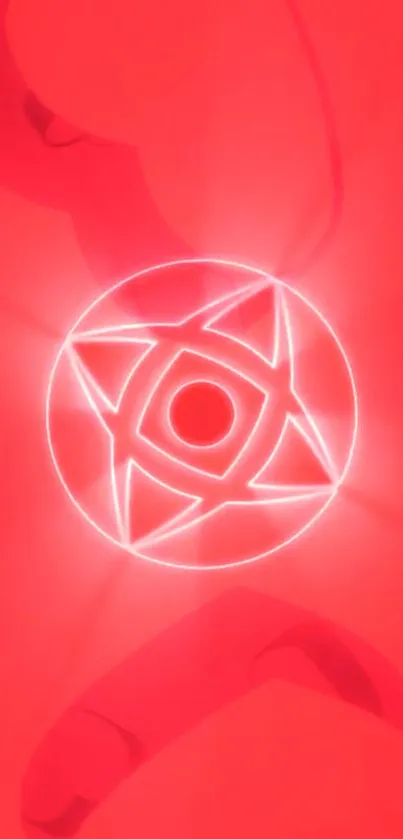 Red glowing star design on phone wallpaper background.