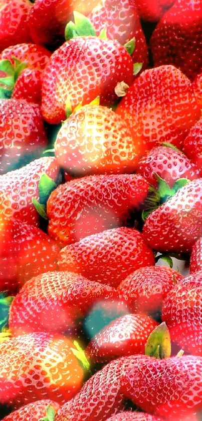 Vibrant red strawberries clustered together, creating a lively background.