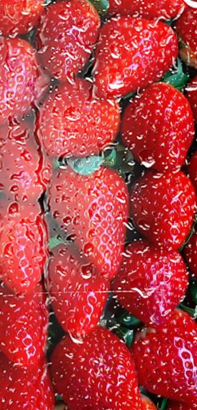 Vibrant red strawberries filling mobile screen.