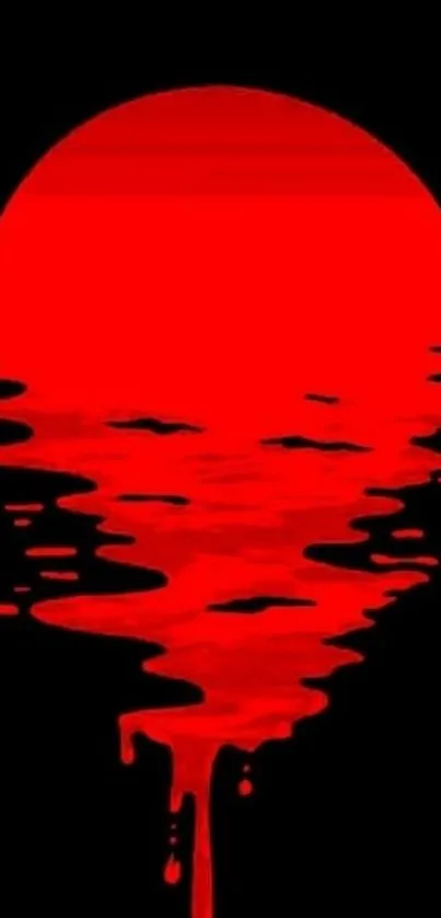 Artistic red sunset reflection on a black background wallpaper.