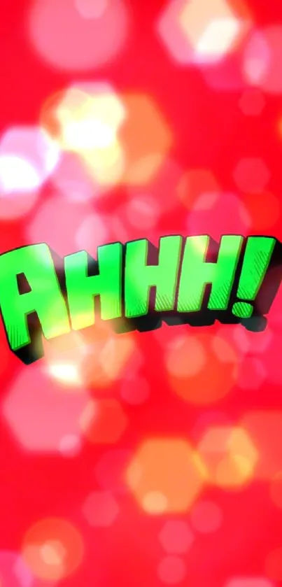 Green 'Ahhh!' text on vibrant red background.