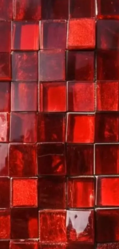 Vibrant red tile pattern wallpaper.