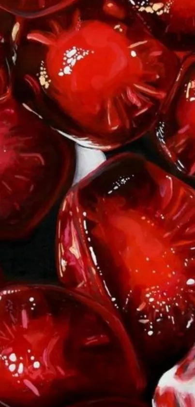 Close-up of glossy red tomatoes creating a vibrant phone wallpaper.