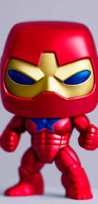 Vibrant red superhero toy figure mobile wallpaper.