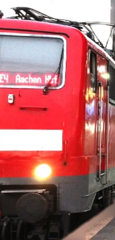 A vibrant red train at a station, ideal for mobile wallpapers.