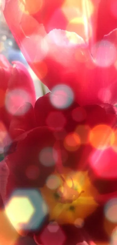 Close-up image of vibrant red tulip blossoms.