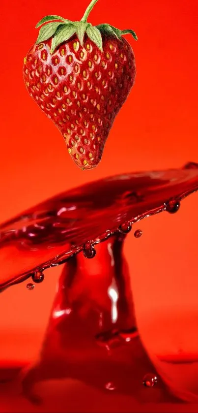Vibrant red water splash creating abstract art on a mobile wallpaper.