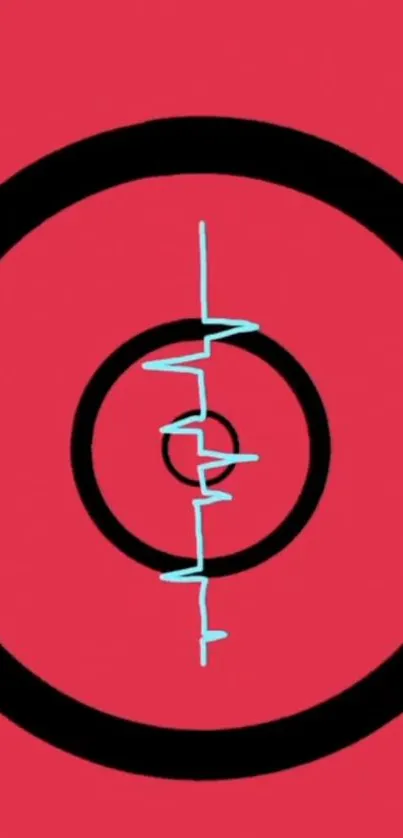 Mobile wallpaper with bold concentric circles on vibrant red.