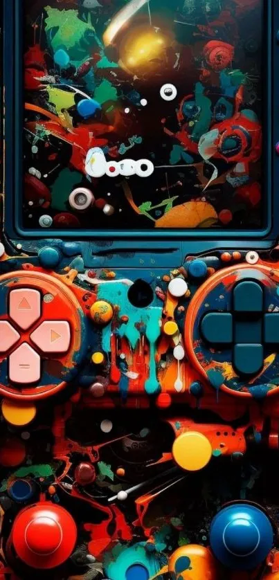 Vibrant abstract design of a retro gaming controller.