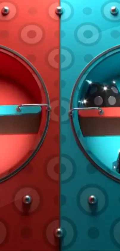 Retro pattern wallpaper with contrasting colors and geometric design.