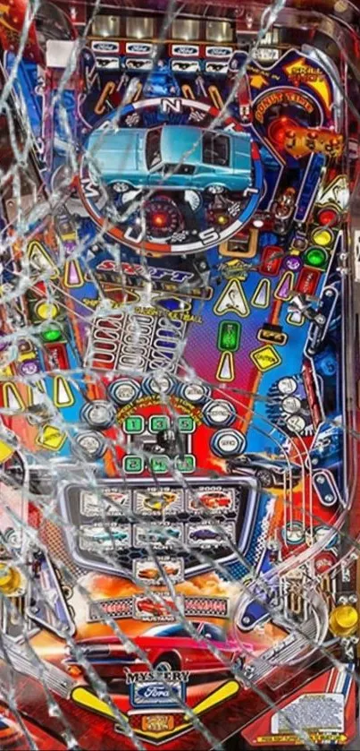 Vibrant and colorful retro pinball game mobile wallpaper.