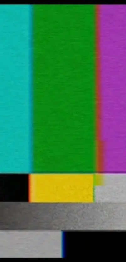 A colorful retro TV test pattern wallpaper with vibrant bar hues.