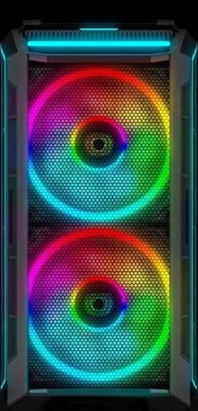 Colorful RGB fans with black background.