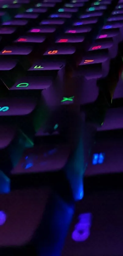 RGB keyboard wallpaper with glowing multicolor keys.