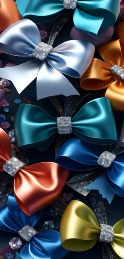 Colorful satin ribbon bows arranged elegantly.