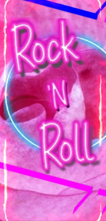 Pink and neon Rock 'N' Roll mobile wallpaper with vibrant colors.